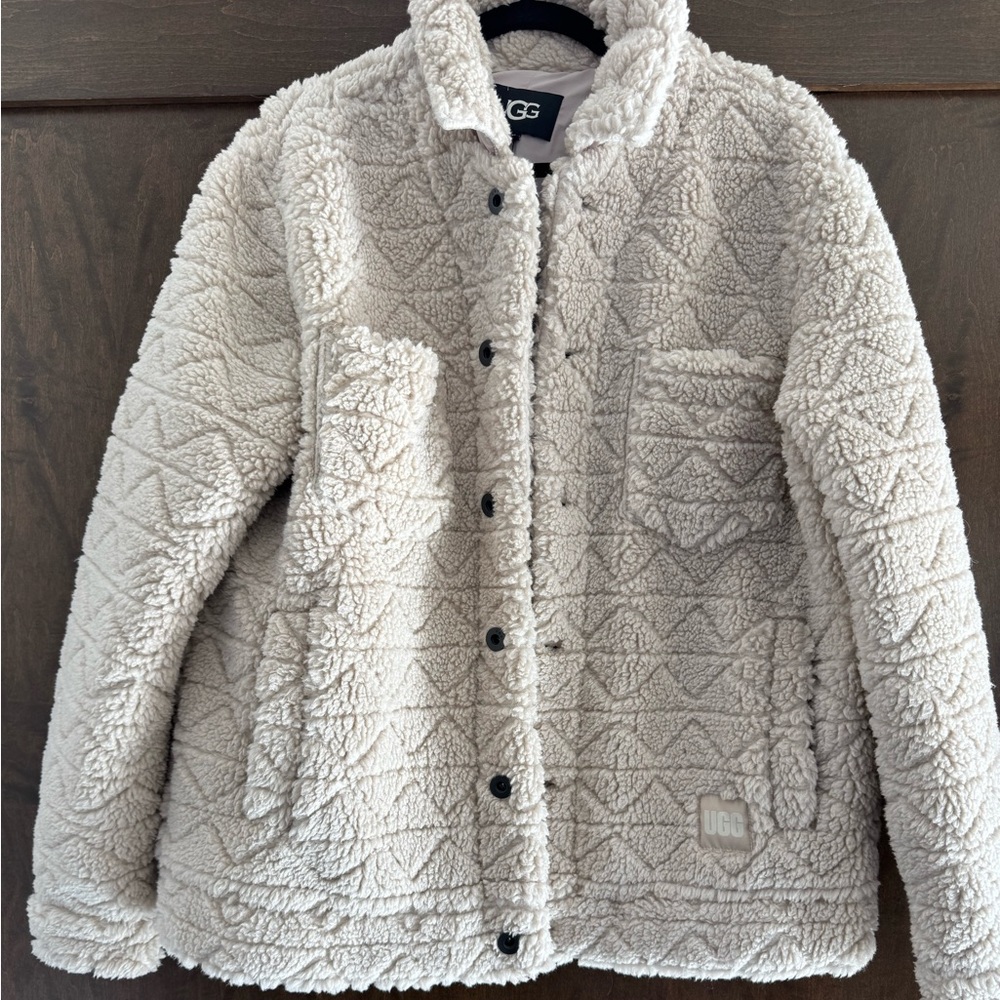 UGG Janson UGGfluff Trucker Off-White Sherpa Jacket NWOT